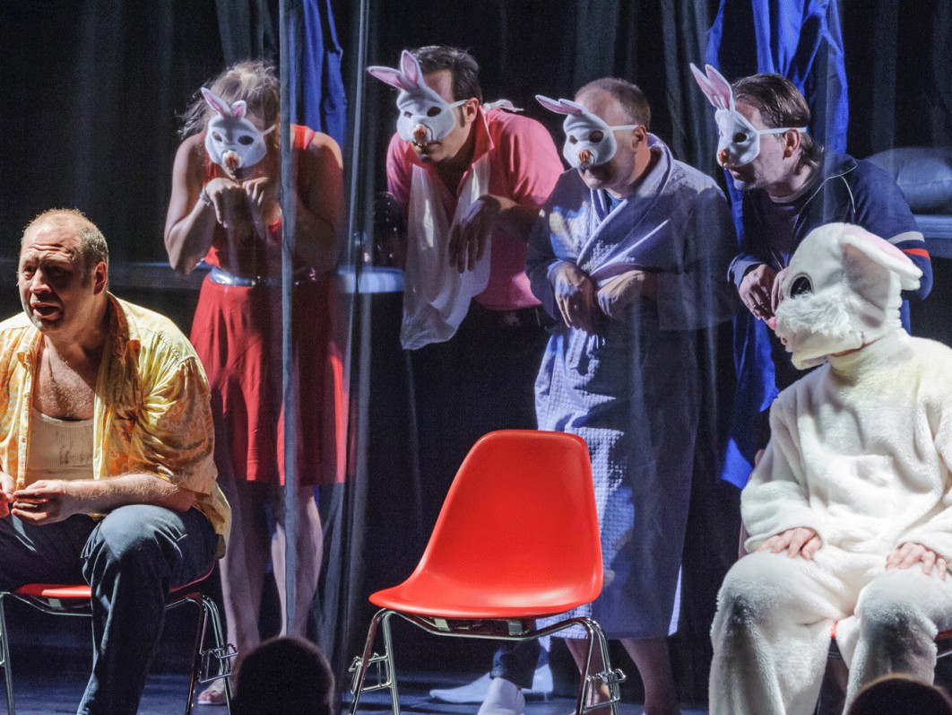 Erol Ünsalan, Elisabeth Veit, Clemens Berndorff, Gerog Schubert und Gottfried Neuner, Von Mäusen und Menschen, TAG Theater Erol Ünsalan, Elisabeth Veit, Clemens Berndorff, Gerog Schubert und Gottfried Neuner, Von Mäusen und Menschen, TAG Theater